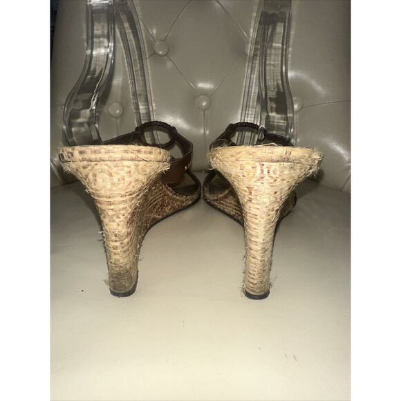 Franco Sarto Brown Wedge Mule Sandals Strappy Tan Size 9.5 - Picture 6 of 11